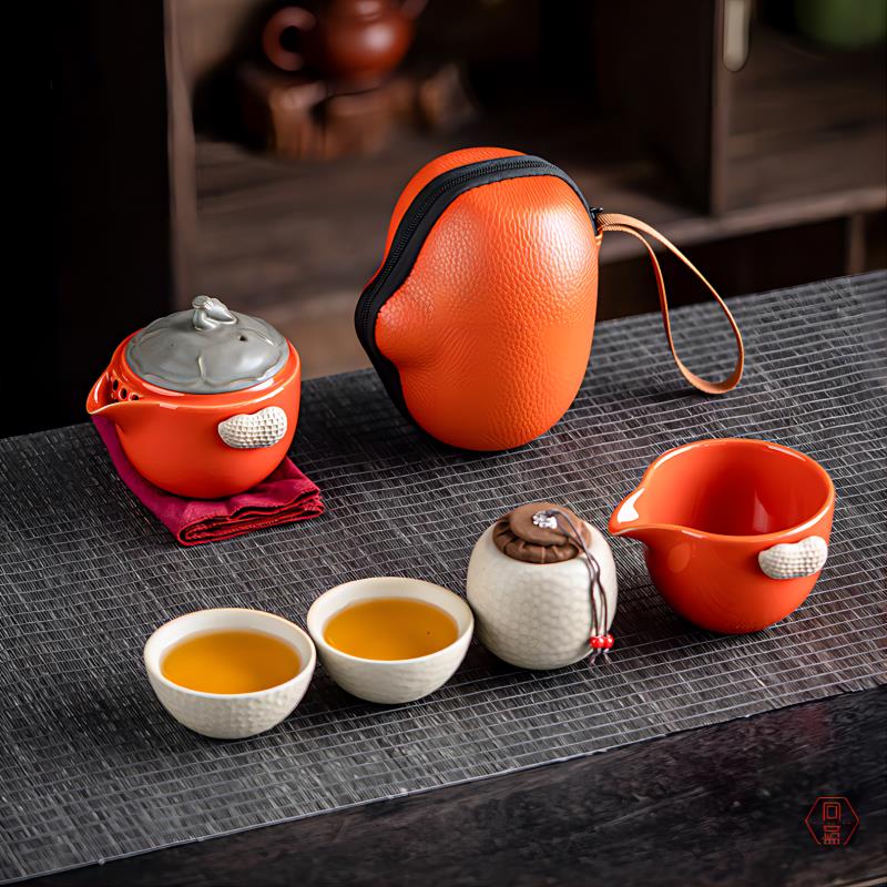 陶瓷旅行茶具套装便携露营快客杯个人专用功夫泡茶杯户外一壶四杯