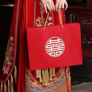 礼盒喜扇新娘团扇空盒子送人礼品盒精致红色送礼扇子精美结婚长柄