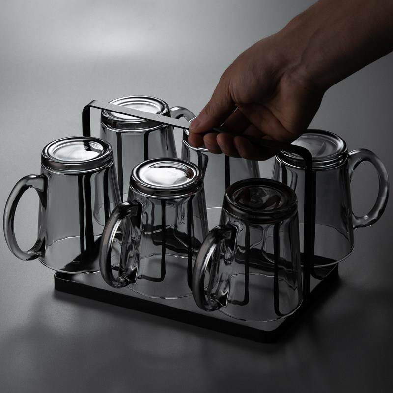 带把烟灰玻璃杯家用耐热泡茶杯客厅喝水杯具套装高档绿茶杯子待客