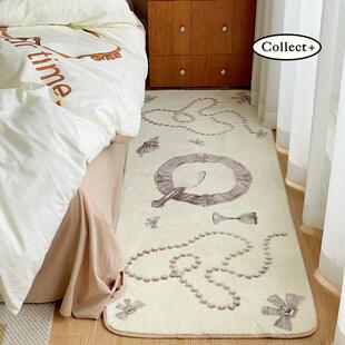 艺术收藏夹娜塔莎法式彷羊绒长条床边毯卧室毛绒地垫门口垫可机洗