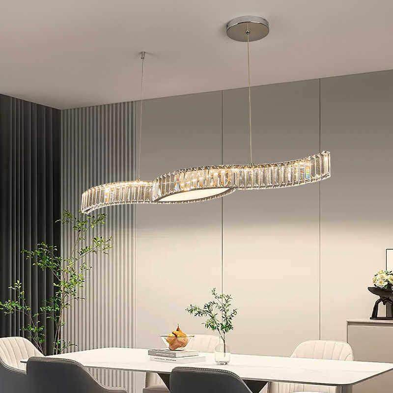 轻奢一字长条餐厅灯现代简约2024年新款岛台餐桌饭厅水晶吧台吊灯,家装灯饰光源,餐厅吊灯,淘宝优惠券,粉丝福利购,淘宝优惠卷