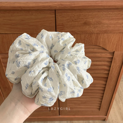 奶盐碎花~森系泡芙褶皱发圈女高弹扎头发饰肥肠圈ins博主同款头饰