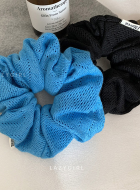 蓝色系~春夏镂空针织大肠发圈韩国ins博主同款高级感扎头发饰新款