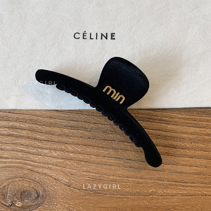 气质min黑~高级感丝绒中号抓夹新