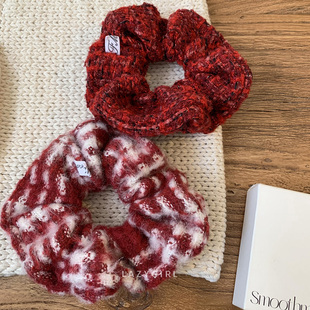 红色好美~秋冬圣诞新年发圈ins博主同款氛围感毛呢头花发饰2025新