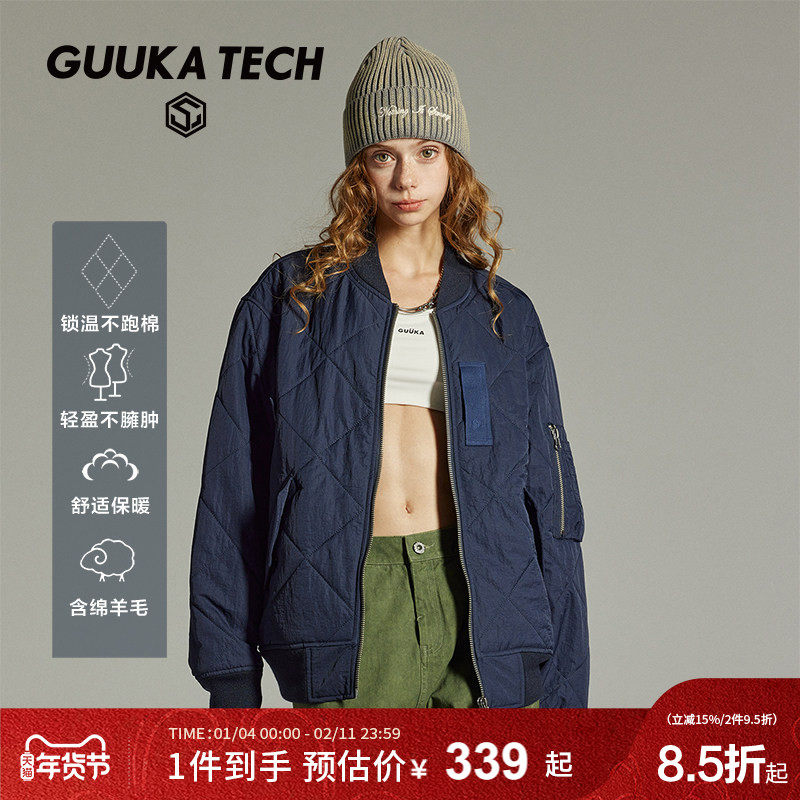 古由卡GuukaTech美式复古菱格飞行员棉衣女冬 保暖加厚棒球服外套,女装/女士精品,棉衣/棉服,淘宝优惠券,粉丝福利购,淘宝优惠卷