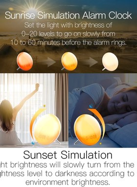 WiFi Smart Wake p Light Workday AlarHm Clock with 7 Colors S