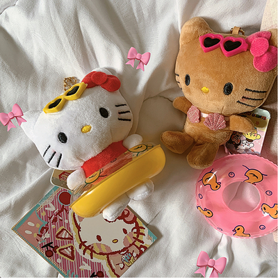 夏日可爱黑皮kitty游泳圈包挂件