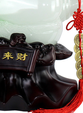 极速玉白菜家居摆件精美聚宝盆工艺品办J公室客厅电视柜酒柜装饰