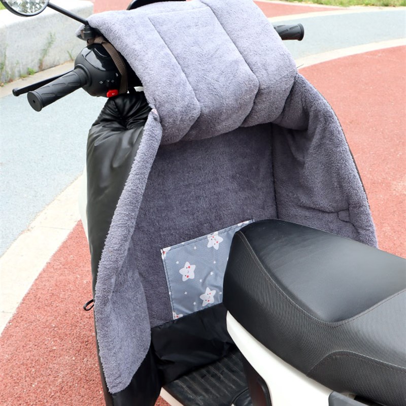 电动踏板摩托车挡风被可折叠冬季加C绒加厚双面防水分体pu皮革保