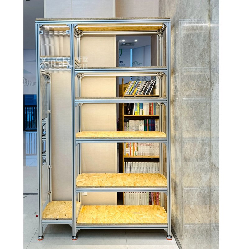 铝型材书架置物架物料架创意客厅落地办J公室隔断书柜货架展示架