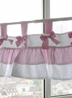 短窗帘布艺c门帘韩式风格遮挡装饰布帘40*150CM绿粉两色B21