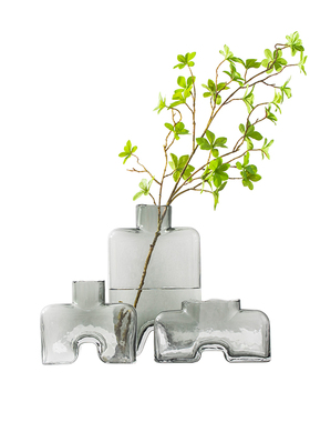 rzone 创意酒壶小口径干花水培花E瓶单支餐桌花器浅灰色玻璃装饰