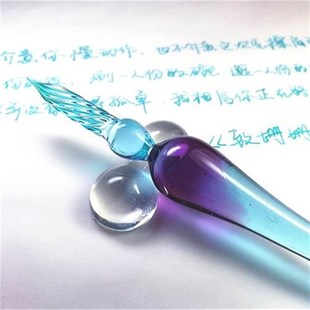 水晶玻璃笔蘸水笔手工礼盒墨水彩墨儿童水晶笔沾水笔蘸Y墨笔沾墨