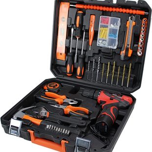家用组合工具手电钻12v 1锂电钻综合工具箱套装 21V锂电钻五金组套