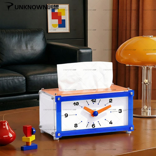 中古包豪斯时钟纸巾盒桌面摆件