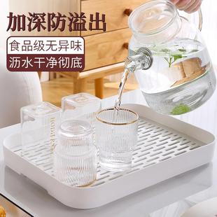 加高茶盘托盘放水杯子架置物架家用客厅茶具收纳盘碗筷沥水盘特大