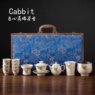 功夫茶具套装 草木灰中式 家用客厅泡茶盖碗茶壶茶杯办公室高端礼盒