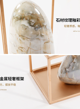 极速新中式陶瓷石头摆p件现代茶室玄关展柜书桌博古架摆设客厅软