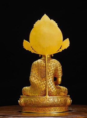 七寸药师b八佛如来飘带佛背光浮雕释迦摩尼佛仿古鎏金精品铜像摆