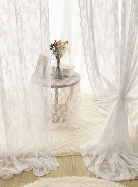 法式欧式韩式田园白色蕾丝纱帘客厅E阳台飘窗美式乡村Z公主风窗帘
