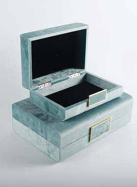 新中式家居软装灰绿首饰盒收纳B盒摆件样板房间售楼处卧室饰品