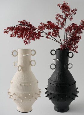 现代简约北欧创意陶瓷带刺u葫芦花瓶摆件样板间售楼部玄关花器装