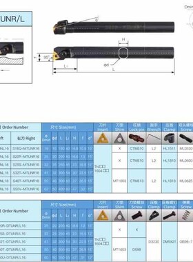 数控内孔a刀杆 93度S20R25S32T-MTUNR16车Q床车刀杆 内圆镗孔刀加