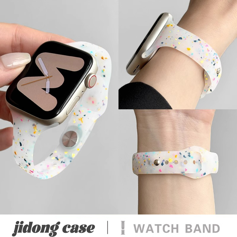 适用iwatch10表带苹果S10手表applewatch9果冻白彩点洞洞9女S8新款S7腕带8硅胶SE透气7小众S6创意ultra男款软
