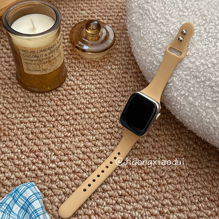 适用iwatch10表带S9苹果S10手表9简约纯色小蛮腰S8硅胶Applewatch8女款S7表带SE运动6透气ultra男watchs腕带5