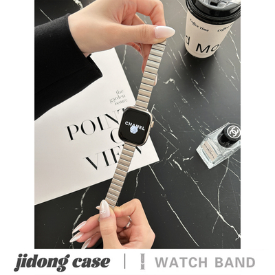 适用iwatch11苹果手表applewatch9表带s10韩系高级竹节星光色磁吸8s7金属Ultra23新款45SE透气s6女S9闺蜜小众