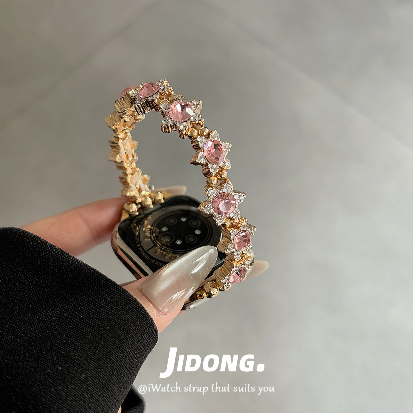 适用applewatchS11/10轻奢闪钻星星手链表带苹果手表ultra3/2女款闺蜜iwatch9/8/7/6新款夏天透气SE小众腕带