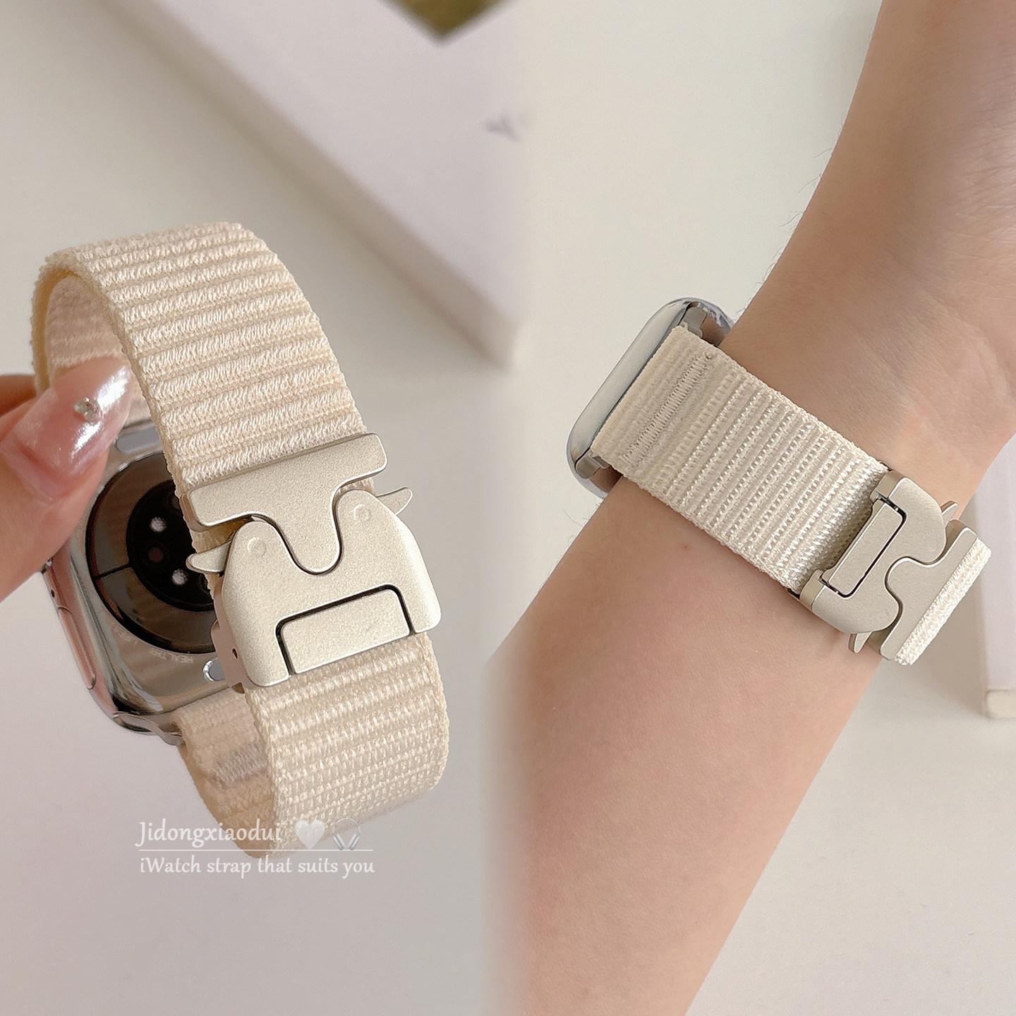 适用applewatchS11/10原野尼龙编织伞扣表带苹果手表ultra3/2男女情侣iwatch9/8/7/6新款运动透气SE小众腕带