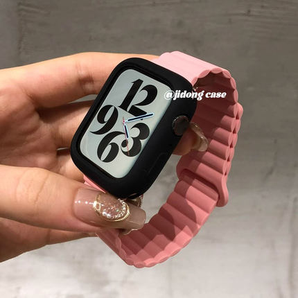 适用iwatch11表带S10苹果S9手表8韩系撞色磁吸S7简约Applewatch硅胶6表壳SE运动5高级ultra23女watchs腕带4男