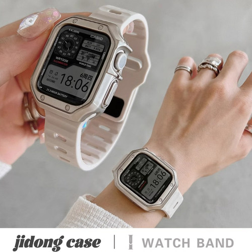 适用iwatch11表带S10苹果S9手表8多巴胺纯色S7简约Applewatch硅胶S6表壳SE运动高级ultra23女生watchs腕带7男