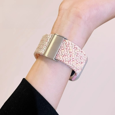 适用iwatch11表带苹果S10手表applewatch9简约拼色尼龙卡扣9女S8新款S7腕带8回环式SE透气7小众S6创意ultra男