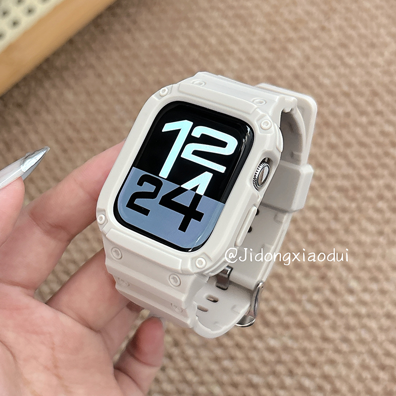 适用苹果手表表带iWatchs10夏日硅胶星光冰川一体式applewatch十代全包表壳S10保护女款42mm46男运动透气夏天