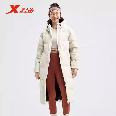 特步2024冬季新款运动休闲羽绒服