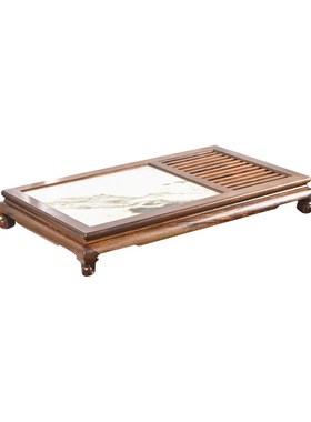 天纵阴沉木嵌云石干泡红木大z理石泡茶台茶具实木中式茶海茶盘