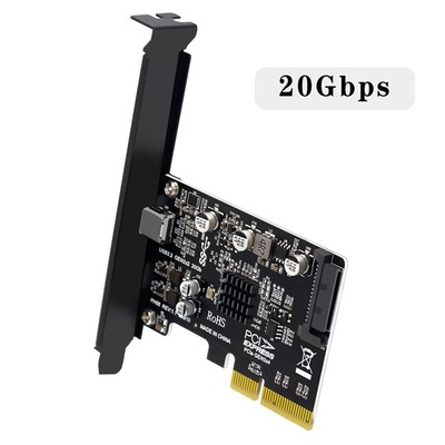 台式机PCIe转TypeC USB3.2Gen22 20GbpMs免驱扩展转接卡ASM3242