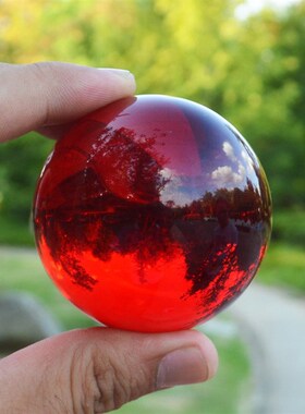 现货速发纯手工彩色水晶球道具人造蓝色粉红N色紫色玻璃光球柜台