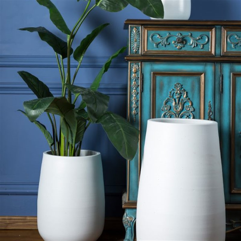 阳台落地种树大口径花盆陶瓷特大号户外庭院发财树大W花缸陶罐摆