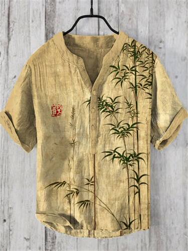 3D printed loose V-neck short sleeved shirt3D印花宽松V领短袖