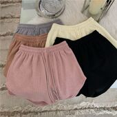 shorts高腰纯色运动抽绳短裤 High 女 color sports waisted solid