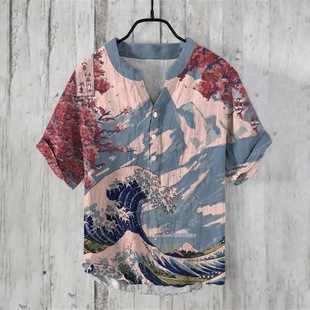 3D digital printed pullover polo shirt3D数码印花套头POLO衫男