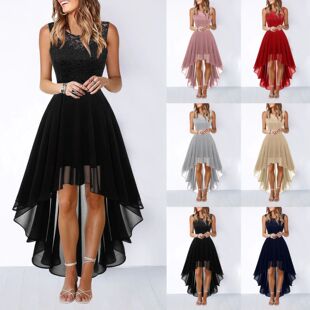 waist Solid color hollow dress纯色镂空收腰蕾丝连衣裙女 lace