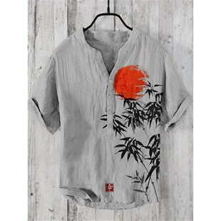3D数码印花V领宽松上衣男 3D digital printed V-neck loose top
