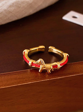 普陀山本命年红绳小马开口戒指