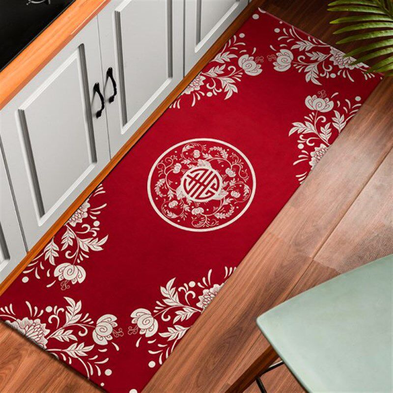 新中式厨房吸f水地垫家用吸油污防滑耐脏脚垫进门口易清洗长条垫