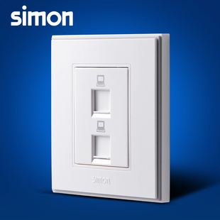 西蒙开关插座86型l面板56二位电脑网线网络网口宽带插口双口V5522